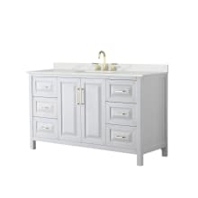 Daria 60" Free Standing Single Basin Vanity Set with Cabinet and Quartz Vanity Top