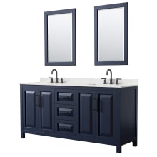 Daria 72" Free Standing Double Basin Vanity Set with Cabinet, Quartz Vanity Top, and Framed Mirror