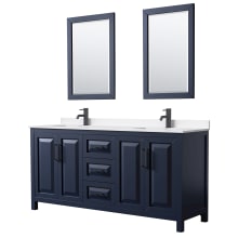 Daria 72" Free Standing Double Basin Vanity Set with Cabinet, Quartz Vanity Top, and Framed Mirror