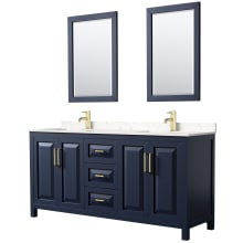 Daria 72" Free Standing Double Basin Vanity Set with Cabinet, Cultured Marble Vanity Top, and Framed Mirror