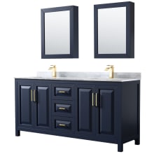 Daria 72" Free Standing Double Vanity Set with MDF Cabinet, Marble Vanity Top, 2 Undermount Sinks, and 2 Medicine Cabinets