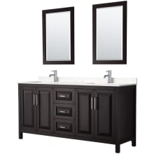 Daria 72" Free Standing Double Basin Vanity Set with Cabinet, Cultured Marble Vanity Top, and Framed Mirror