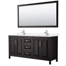 Daria 72" Free Standing Double Basin Vanity Set with Cabinet, Quartz Vanity Top, and Framed Mirror