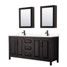 Daria 72" Free Standing Double Basin Vanity Set with Cabinet, Cultured Marble Vanity Top, and Medicine Cabinet