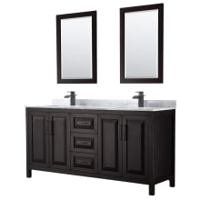 Daria 72" Free Standing Double Vanity Set with MDF Cabinet, Marble Vanity Top, 2 Undermount Sinks, and 2 Framed Mirrors