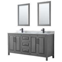 Daria 72" Free Standing Double Vanity Set with MDF Cabinet, Marble Vanity Top, 2 Undermount Sinks, and 2 Framed Mirrors