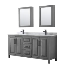 Daria 72" Free Standing Double Vanity Set with MDF Cabinet, Marble Vanity Top, 2 Undermount Sinks, and 2 Medicine Cabinets