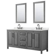 Daria 72" Free Standing Double Basin Vanity Set with Cabinet, Quartz Vanity Top, and Framed Mirror