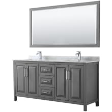 Daria 72" Free Standing Double Vanity Set with MDF Cabinet, Marble Vanity Top, 2 Undermount Sinks, and Framed Mirror