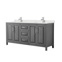 Daria 72" Free Standing Double Basin Vanity Set with Cabinet and Quartz Vanity Top