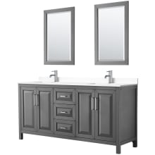 Daria 72" Free Standing Double Basin Vanity Set with Cabinet, Cultured Marble Vanity Top, and Framed Mirror