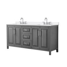 Daria 72" Free Standing Double Basin Vanity Set with Cabinet and Quartz Vanity Top