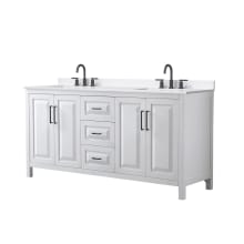 Daria 72" Free Standing Double Basin Vanity Set with Cabinet and Quartz Vanity Top