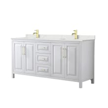 Daria 72" Free Standing Double Basin Vanity Set with Cabinet and Quartz Vanity Top