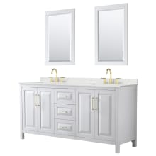 Daria 72" Free Standing Double Basin Vanity Set with Cabinet, Quartz Vanity Top, and Framed Mirror