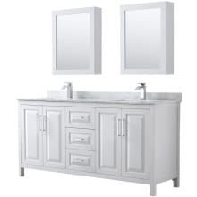 Daria 72" Free Standing Double Vanity Set with MDF Cabinet, Marble Vanity Top, 2 Undermount Sinks, and 2 Medicine Cabinets