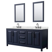 Daria 80" Free Standing Double Basin Vanity Set with Cabinet, Quartz Vanity Top, and Framed Mirror