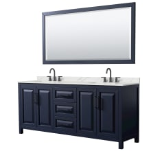 Daria 80" Free Standing Double Basin Vanity Set with Cabinet, Quartz Vanity Top, and Framed Mirror