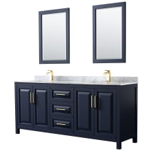 Daria 80" Free Standing Double Vanity Set with MDF Cabinet, Marble Vanity Top, 2 Undermount Sinks, and 2 Framed Mirrors