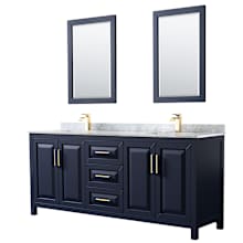 Daria 80" Free Standing Double Vanity Set with MDF Cabinet, Marble Vanity Top, 2 Undermount Sinks, and 2 Framed Mirrors
