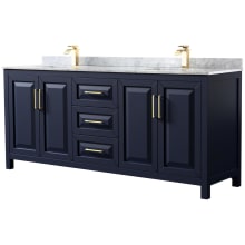 Daria 80" Free Standing Double Vanity Set with MDF Cabinet, Marble Vanity Top, and 2 Undermount Sinks