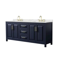 Daria 80" Free Standing Double Basin Vanity Set with Cabinet and Quartz Vanity Top