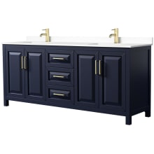 Daria 80" Free Standing Double Basin Vanity Set with Cabinet and Cultured Marble Vanity Top