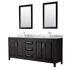 Daria 80" Free Standing Double Vanity Set with MDF Cabinet, Marble Vanity Top, 2 Undermount Sinks, and 2 Framed Mirrors
