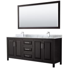 Daria 80" Free Standing Double Vanity Set with MDF Cabinet, Marble Vanity Top, 2 Undermount Sinks, and Framed Mirror