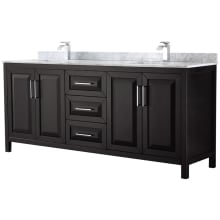 Daria 80" Free Standing Double Vanity Set with MDF Cabinet, Marble Vanity Top, and 2 Undermount Sinks