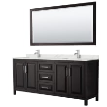 Daria 80" Free Standing Double Basin Vanity Set with Cabinet, Quartz Vanity Top, and Framed Mirror