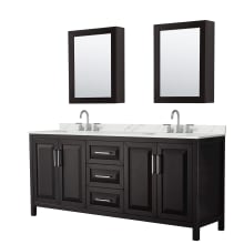 Daria 80" Free Standing Double Basin Vanity Set with Cabinet, Quartz Vanity Top, and Medicine Cabinet