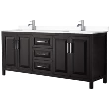 Daria 80" Free Standing Double Basin Vanity Set with Cabinet and Cultured Marble Vanity Top