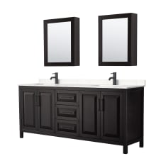 Daria 80" Free Standing Double Basin Vanity Set with Cabinet, Cultured Marble Vanity Top, and Medicine Cabinet