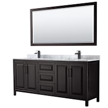 Daria 80" Free Standing Double Vanity Set with MDF Cabinet, Marble Vanity Top, 2 Undermount Sinks, and Framed Mirror