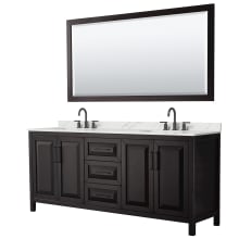 Daria 80" Free Standing Double Basin Vanity Set with Cabinet, Quartz Vanity Top, and Framed Mirror