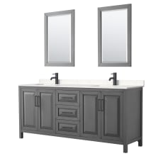 Daria 80" Free Standing Double Basin Vanity Set with Cabinet, Cultured Marble Vanity Top, and Framed Mirror