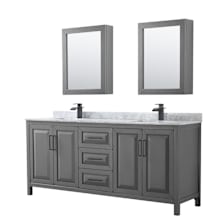 Daria 80" Free Standing Double Vanity Set with MDF Cabinet, Marble Vanity Top, 2 Undermount Sinks, and 2 Medicine Cabinets