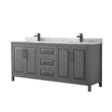 Daria 80" Free Standing Double Vanity Set with MDF Cabinet, Marble Vanity Top, and 2 Undermount Sinks