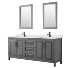 Daria 80" Free Standing Double Basin Vanity Set with Cabinet, Quartz Vanity Top, and Framed Mirror