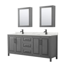 Daria 80" Free Standing Double Basin Vanity Set with Cabinet, Quartz Vanity Top, and Medicine Cabinet