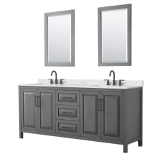 Daria 80" Free Standing Double Basin Vanity Set with Cabinet, Quartz Vanity Top, and Framed Mirror