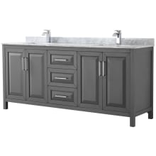 Daria 80" Free Standing Double Vanity Set with MDF Cabinet, Marble Vanity Top, and 2 Undermount Sinks