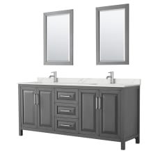 Daria 80" Free Standing Double Basin Vanity Set with Cabinet, Quartz Vanity Top, and Framed Mirror