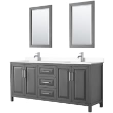 Daria 80" Free Standing Double Basin Vanity Set with Cabinet, Cultured Marble Vanity Top, and Framed Mirror