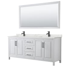 Daria 80" Free Standing Double Basin Vanity Set with Cabinet, Quartz Vanity Top, and Framed Mirror