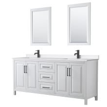 Daria 80" Free Standing Double Basin Vanity Set with Cabinet, Quartz Vanity Top, and Framed Mirror