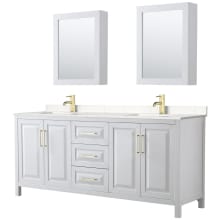 Daria 80" Free Standing Double Basin Vanity Set with Cabinet, Cultured Marble Vanity Top, and Medicine Cabinet