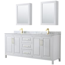 Daria 80" Free Standing Double Vanity Set with MDF Cabinet, Marble Vanity Top, 2 Undermount Sinks, and 2 Medicine Cabinets