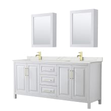 Daria 80" Free Standing Double Basin Vanity Set with Cabinet, Quartz Vanity Top, and Medicine Cabinet